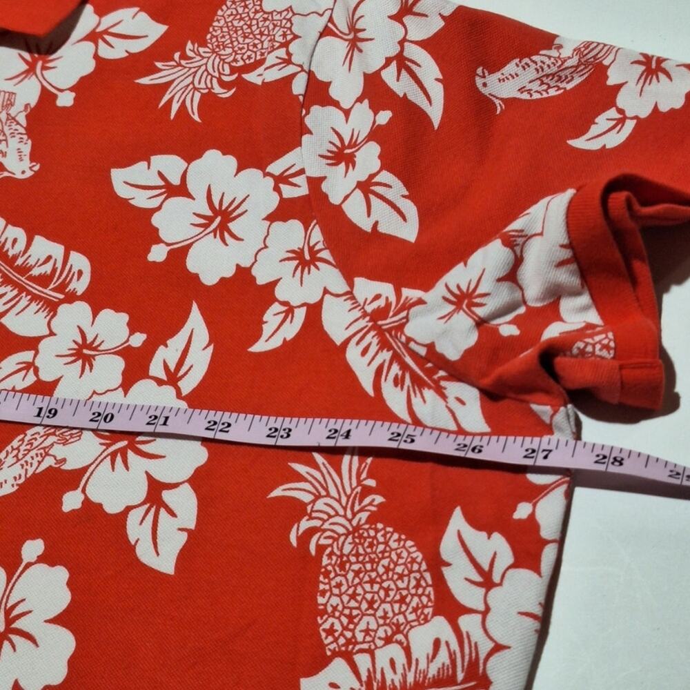 Lands' End Shirt Womens 3X Red White Tropical Floral Hawaiian Coconut Girl Beach - Picture 4 of 7